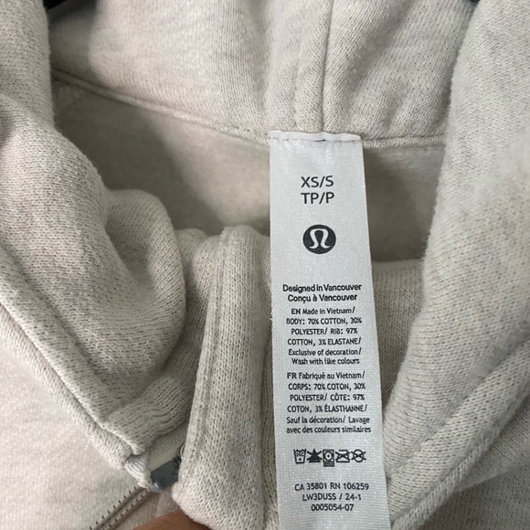 Lululemon Scuba crop Half-Zip Hoodie Heathered Bone Xs/s W3DUSS - Picture 3 of 6